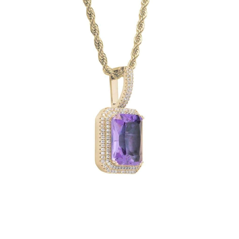 Iced Out Purple Gemstone Pendant - 3