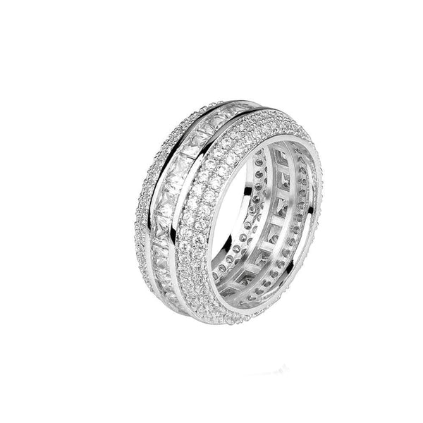 Iced Out Silver 1 Layer Baguette Ring - 1