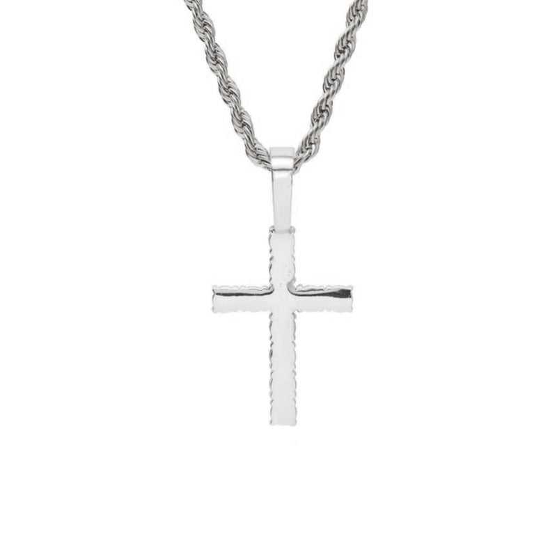 Iced Out White Gold Cross Pendant - 2