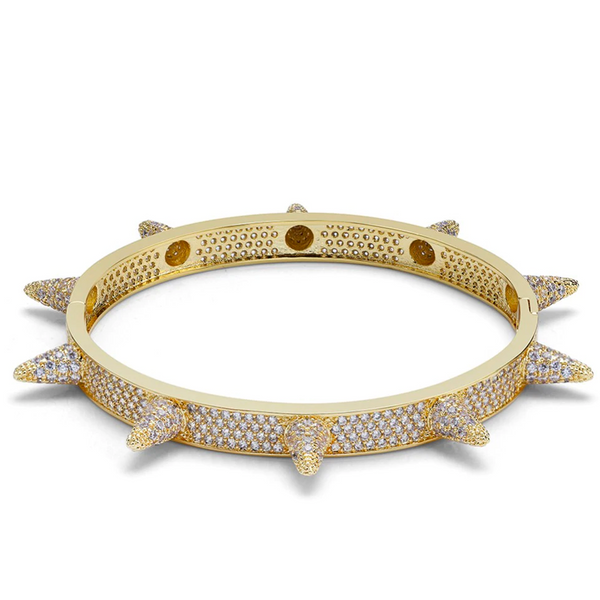 7mm Iced Out Gold Spike Bracelet
