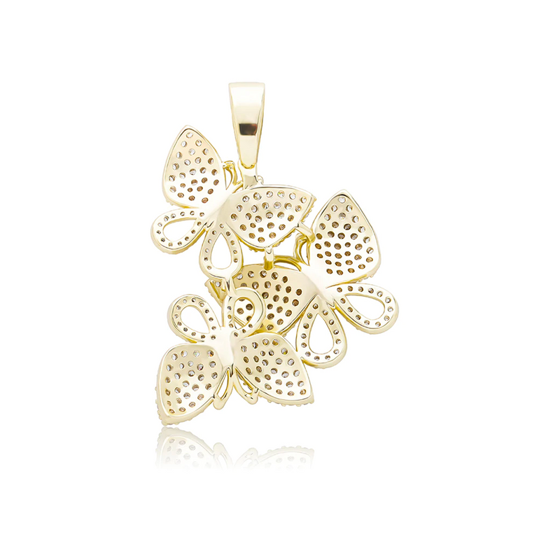 Gold Butterfly Cubis Pendant Iced Out