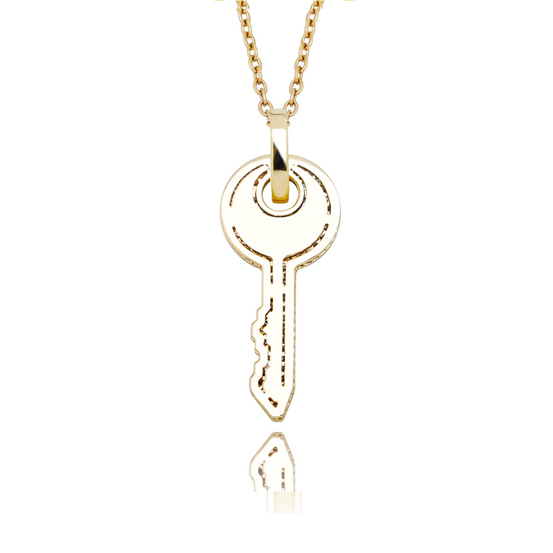Gold Key Pendant Iced Out