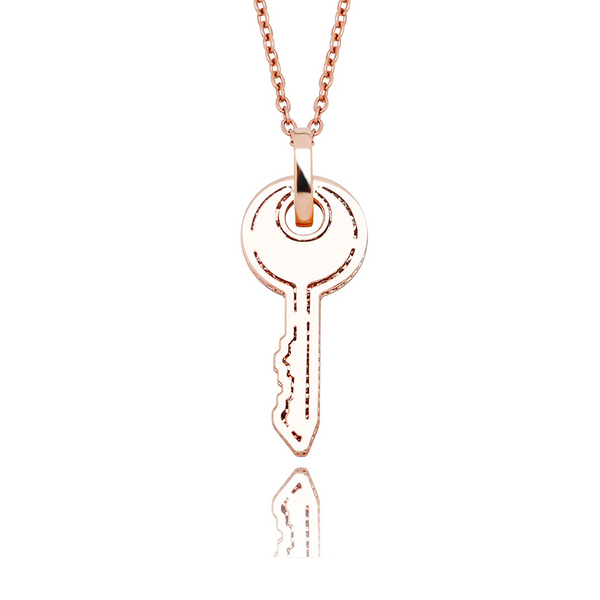 Rose Gold Key Pendant Iced Out