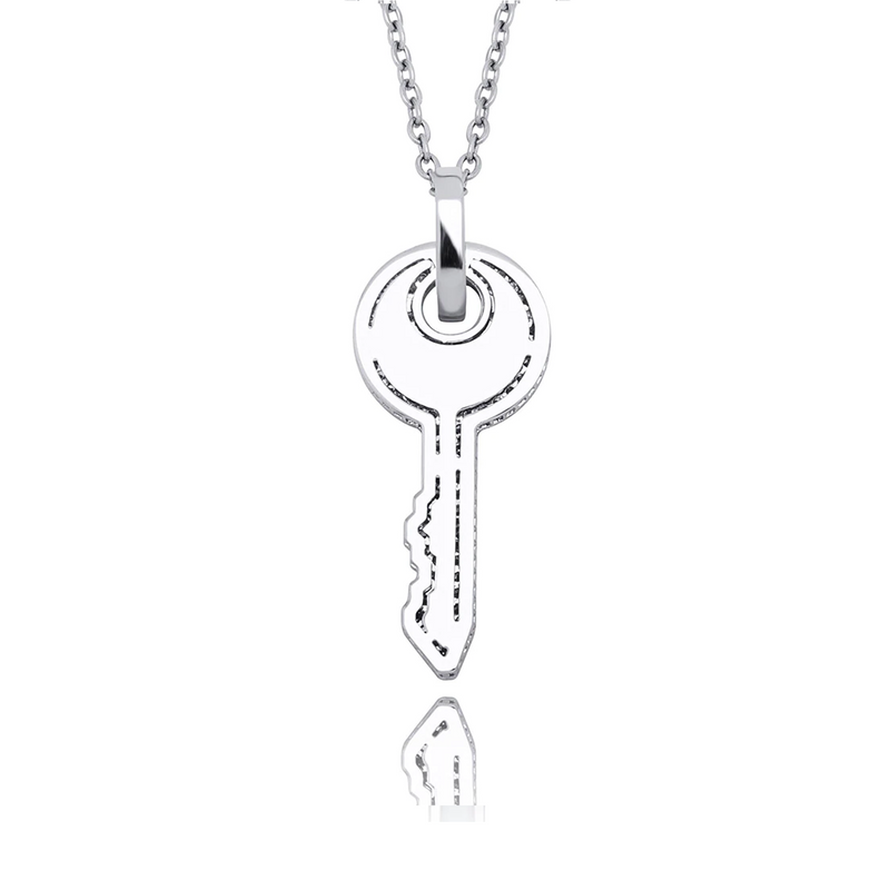 White Gold Key Pendant Iced Out
