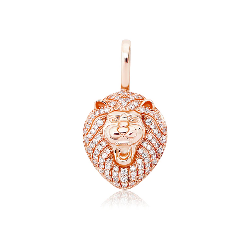 Rose Gold Lion Pendant Iced Out