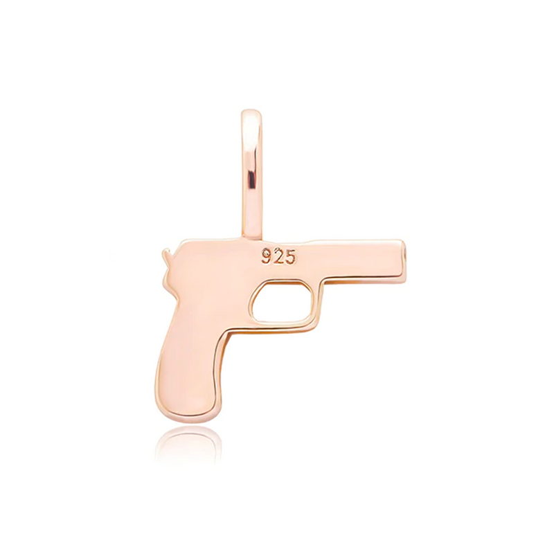 Rose Gold Cubic Gun Pendant Iced Out