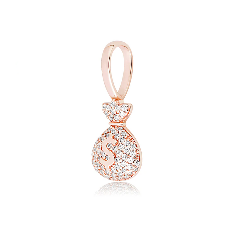 Rose Gold Money Pendant Iced Out