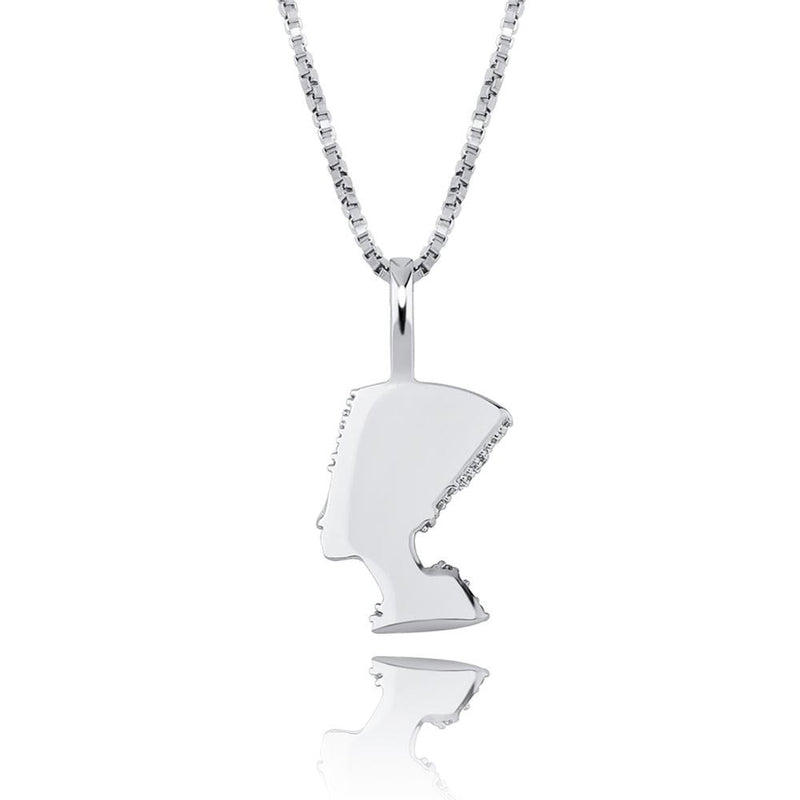White Gold Egyptian Pendant Iced Out
