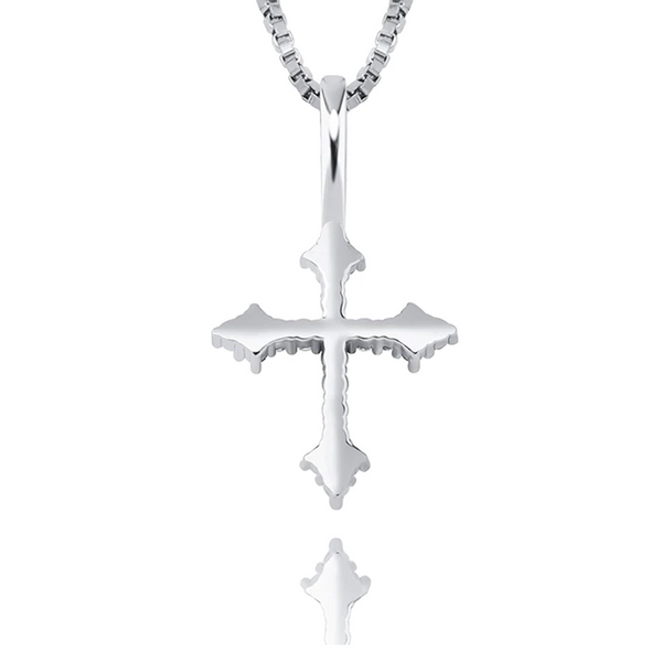White Gold Cubic Cross Pendant Iced Out