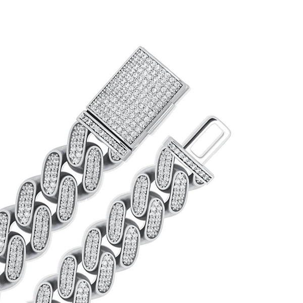 16mm Iced Out White Gold Cuban Link Bracelet