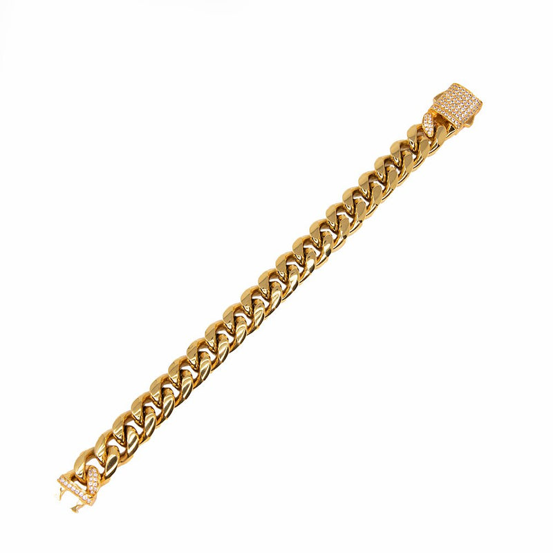 Iced Out Gold Clasp Cuban Link Bracelet 12mm